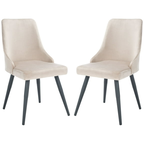 SAFAVIEH Zoi Contemporary Velvet Solid Dining Side Chair, Taupe/Black (Set of 2)