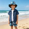 thumbnail image 2 of Letdown Toddler Boys 2 Piece Beach Outfit Short Sleeve Button Down Shirt and Short Sets Summer Hawaiian Vacation Wear with Hats Clothes, 2 of 9