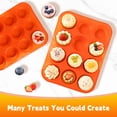 thumbnail image 5 of SUSWIM 2 Pack Silicone Muffin Pan & Cupcake Pans for Baking - 12 Cup Regular Size Egg Bites Molds （0range）, 5 of 6