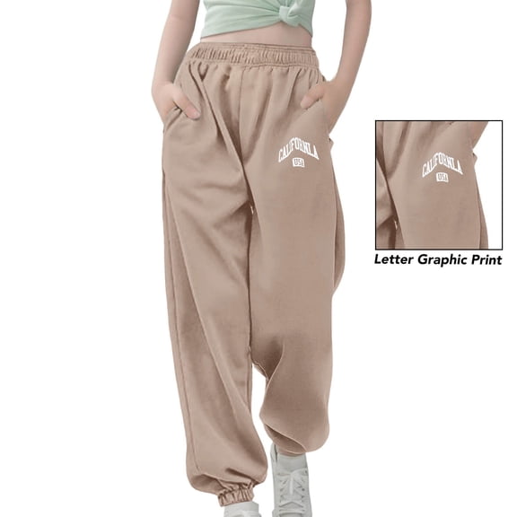 Girl Sweatpants Baggy Joggers High Waist Elastic with Pockets Girls Solid Pants Girlss Active Pants Sweatpants for Girlss 6-7 Years