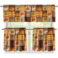 thumbnail image 1 of Maple Leave Kitchen Curtains Valance Set of 3, 3 Pieces Thanksgiving Window Curtain Tiers and Valance Sets Farmhouse Vintage Kitchen Tiers and Valance Sets, 1 of 5