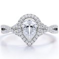 thumbnail image 1 of JeenMata Anillo de Compromiso con Halo Milgrain de Moissanita de Corte Pera de 1,75 Quilates, Cuerpo Retorcido Infinito, Pavé en Baño de Oro Blanco de 18 K sobre Plata, 1 of 6