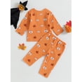 thumbnail image 5 of Biekopu Toddler Girls Long Sleeve 2PCS Pants Sets ,Pumpkin Print Button Tops Drawstring Pants Sets, 5 of 9