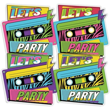 XD2-100 Pack Let's Party Napkins Disposable Paper Cocktail Cassette Napkins for 70s 80s 90s Disco Hip Hop Theme Birthday Party Supplies Decorations*2