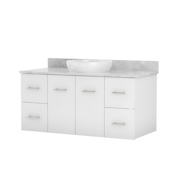 Mia 48 Inch Oak Console Vanity Base - White
