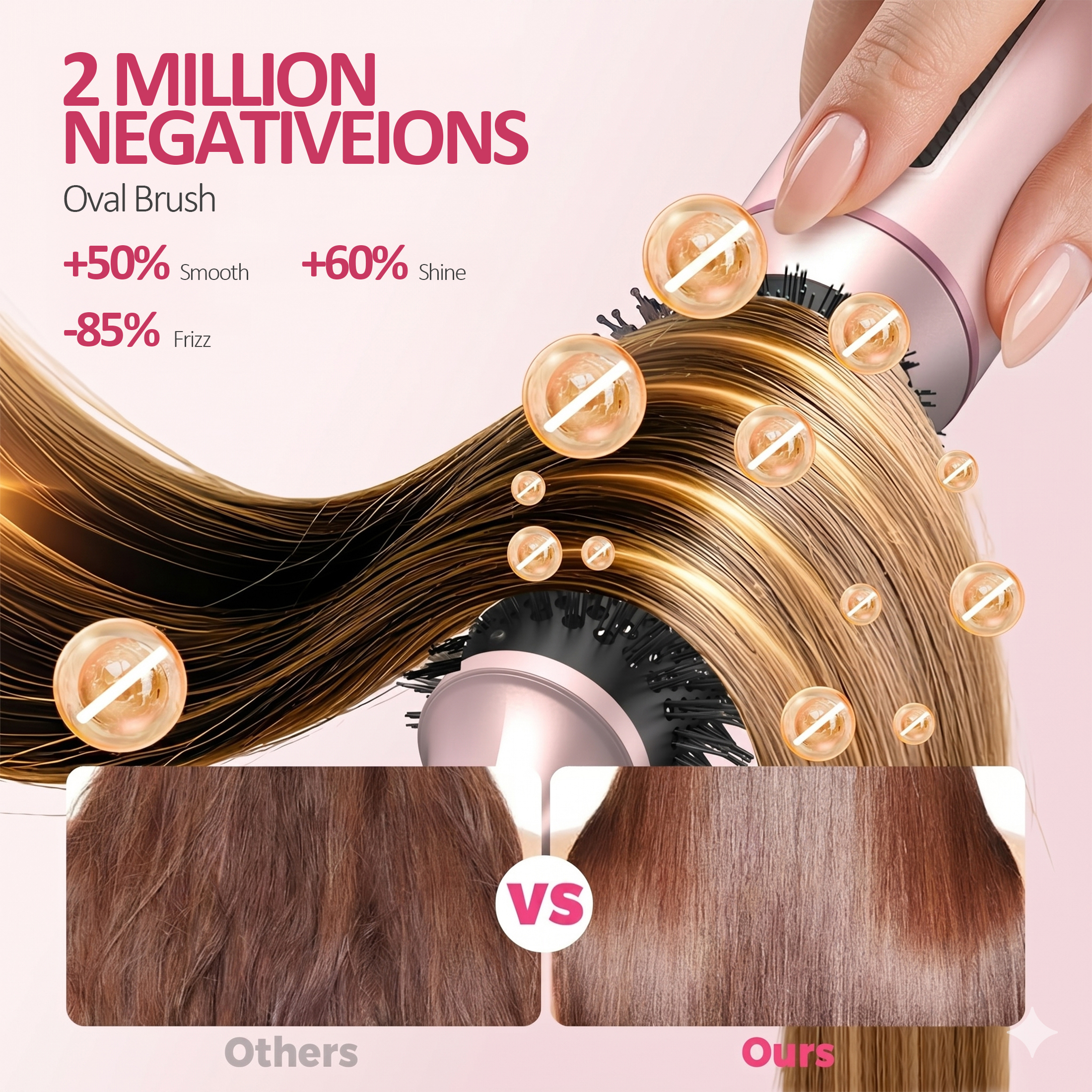 OAKSKY 5-in-1 Hot Air Brush Styler and Dryer, Pink photo 2