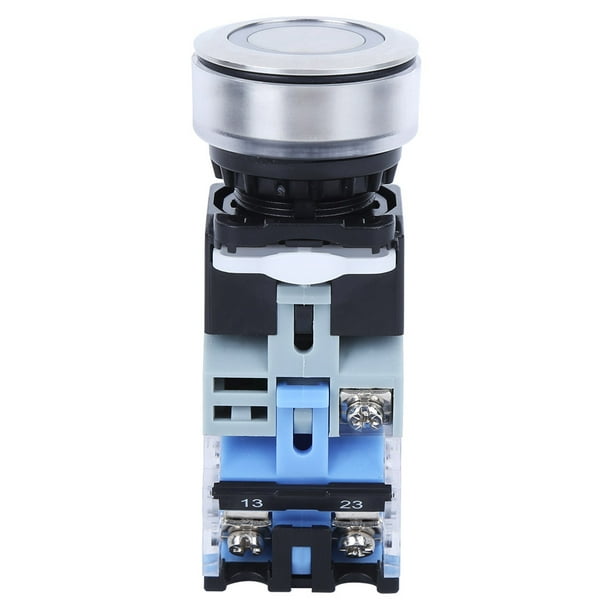 Interruptor pulsador de luz azul de diámetro de instalación de 30 mm, suministros industriales GQ38 AC220V (bloqueo automático)