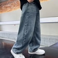 thumbnail image 6 of Ruyang Boys Star Embroidery Baggy Jeans Straight Wide Leg High Elastic Waist Teens Kids Denim Pants Fashion Causal Loose Fit Bottoms, 6 of 9
