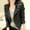 01 Black, variant on Womens Jacket Solid Color Asymmetric Zip Slim Faux Leather Cropped Moto Jacket