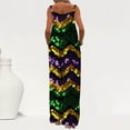 thumbnail image 5 of AGWOLF Womens Mardi Gras Jumpsuits Sleeveless Sequin Print Wide Leg Overalls Button Strap Party Rompers with Pockets, 5 of 7