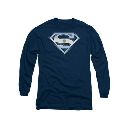 Superman DC Comics Superhero Argentinian Flag S Shield Logo Adult L-Sleeve Tee