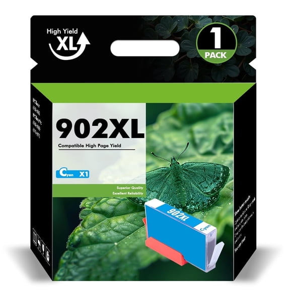 902XL 902 Ink Cartridges Compatible for 902 902XL 1 Pack Color Ink for OfficeJet Pro 6978 6968 6970 6971 6974 6975 6979 6960 6961 6963 6964 6965 6966 6950 902 XL Printer (1 Cyan)