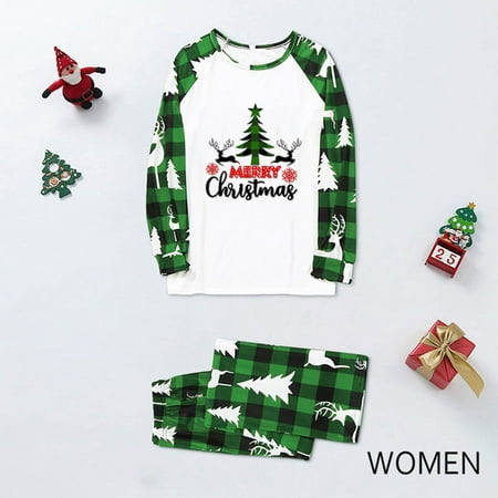 

Parent-Child Wear Christmas Plaid Print Round Neck Long Sleeve Loungewear Set Family Set