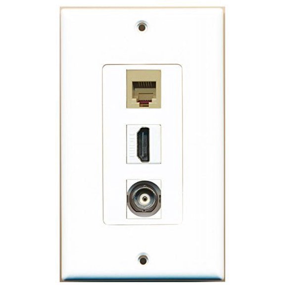RiteAV - 1 Port HDMI and 1 Port Phone RJ11 RJ12 Beige and 1 Port BNC Decorative Wall Plate