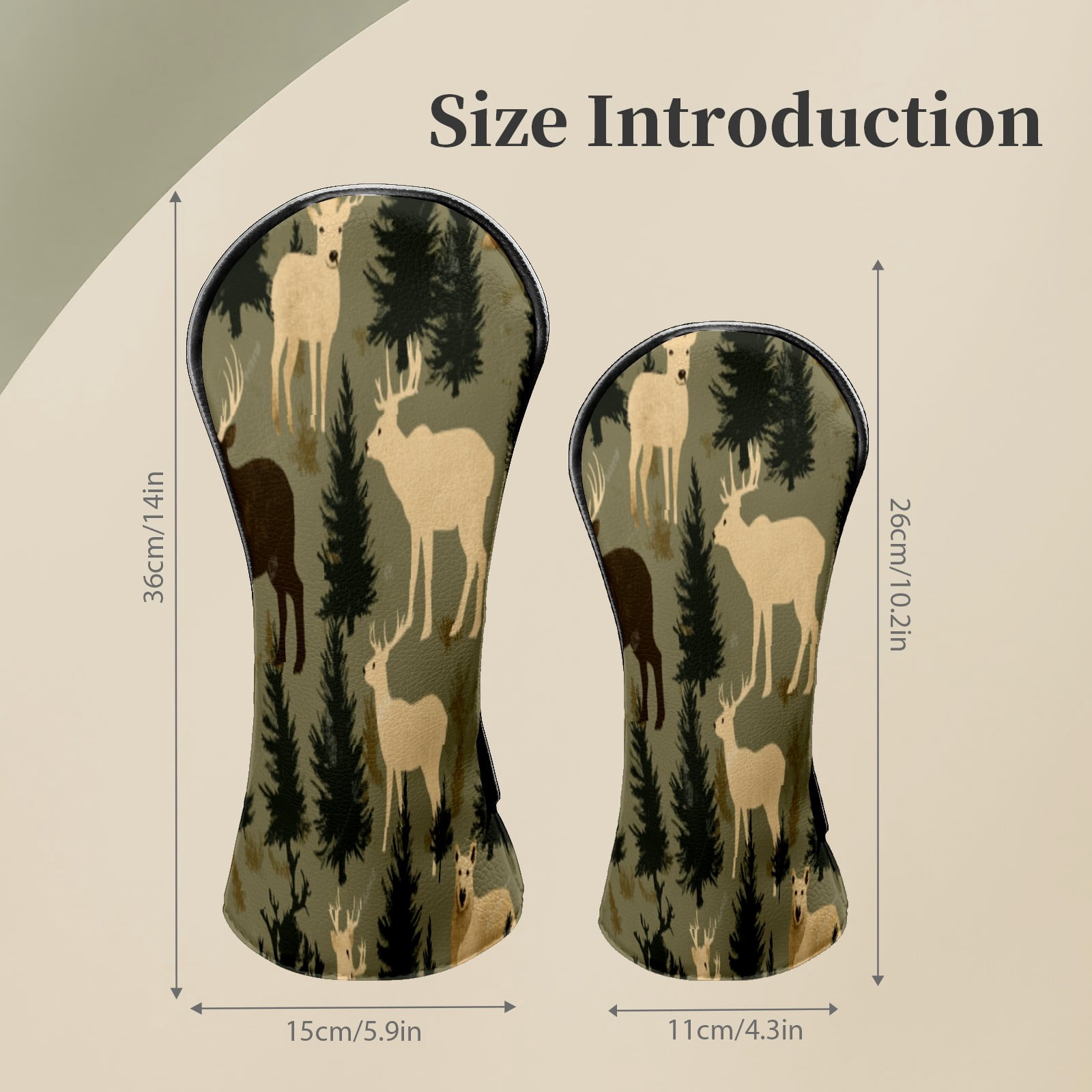 Golf Club Head Covers Forest Deer Premium Plush Velvet Lining, Waterproof Golf Headcovers Driver & Fairway Woods for Scratch Protection Novelty Gift for Men & Women