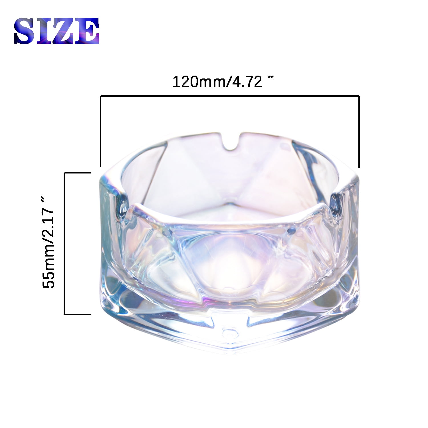 2x glass ashtray Lennart ash mug, round design, Ø 7 cm, transparent