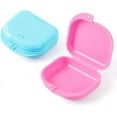 thumbnail image 1 of Retainer Case with Vent Holes, 2 Pack, Mouth Guard Case with Tight Snap Closure, Orthodontic Denture Storage Container for Invisalign, Aligners, Night Guards, Pink and Blue Retainer Box, 1 of 5