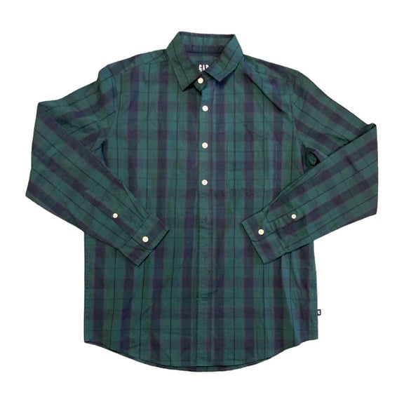 Gap Men's Long Sleeve Woven Shirt (Sycamore Plaid, Large)