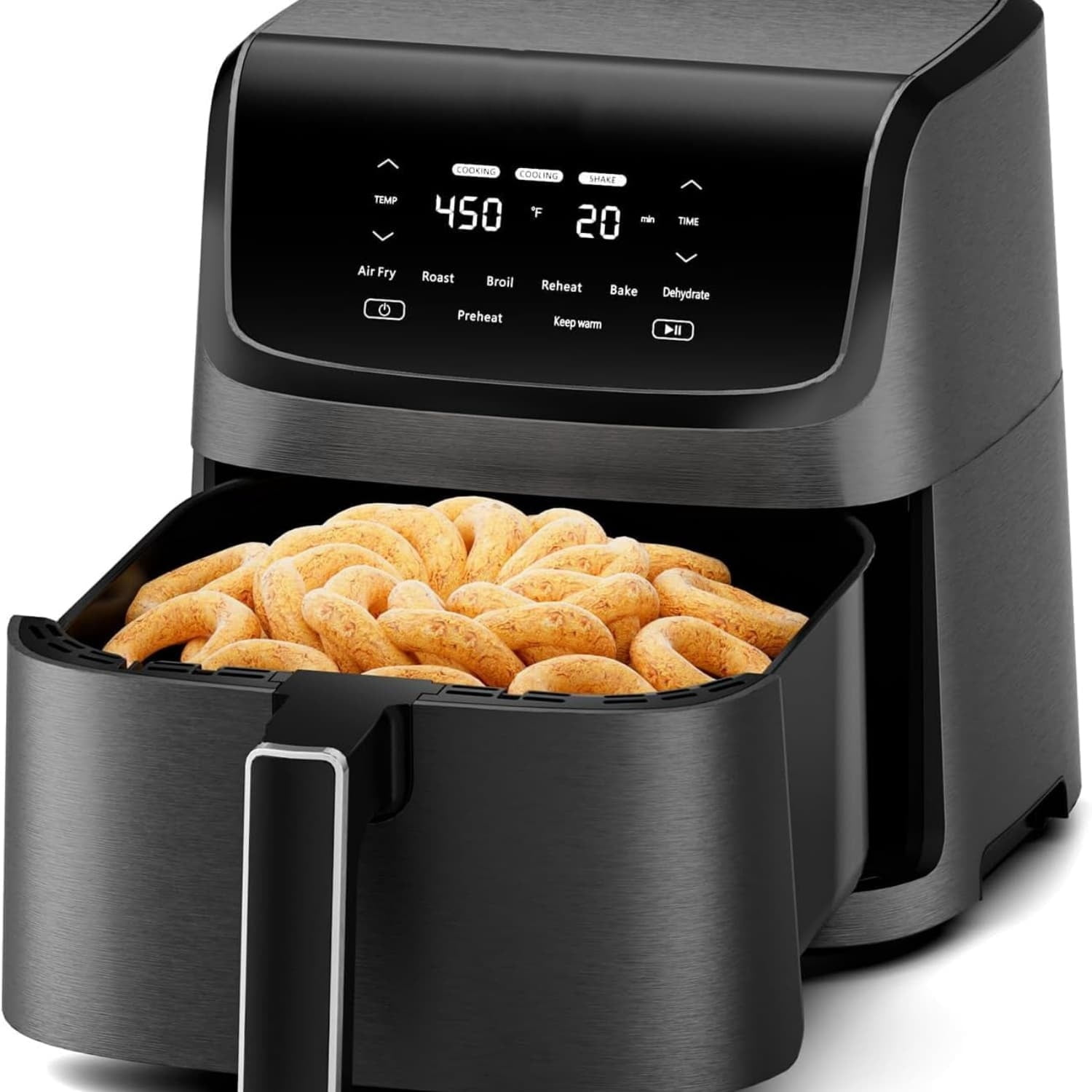 Air Fryer 7.2 QT 1700W Oilless Oven Healthy Cooker Air Fryers Large Capacity with 8 Presets, LCD Touch Screen, Customerizable Cooking, Non-Stick Basket (Black)