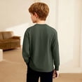 thumbnail image 5 of Ahabrexf Long Sleeve Shirts for Boys, Solid Color Waffle Knit Henley Round Neck Casual Daily Wear Long Sleeve Top, 1 Pc, 5 of 6