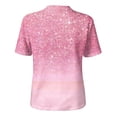 thumbnail image 6 of Abstract Geometric Print Henley Blouse for Women - Short Sleeve V-Neck Button Down Tunic, Casual Loose Fit Summer Top Pink XXL, 6 of 9