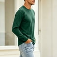 thumbnail image 5 of Yongwang Men Long Sleeve Lounge Shirt Crew Neck Shirt Casual Soft Basic Athletic Fit Tees for Home Gym, 5 of 9
