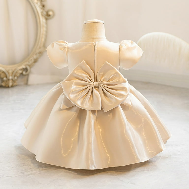 YUNLIUU Toddler Girl Dresses Kids Formal Dresses for Girls Beige Dresses for Girls Wedding Dress for Girls 18-24 Months, Girl's
