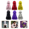 thumbnail image 2 of 6pcs Long Tail Durag Women Men Satin Hat Headscarf Elastic Wide Straps Headwrap, 2 of 6