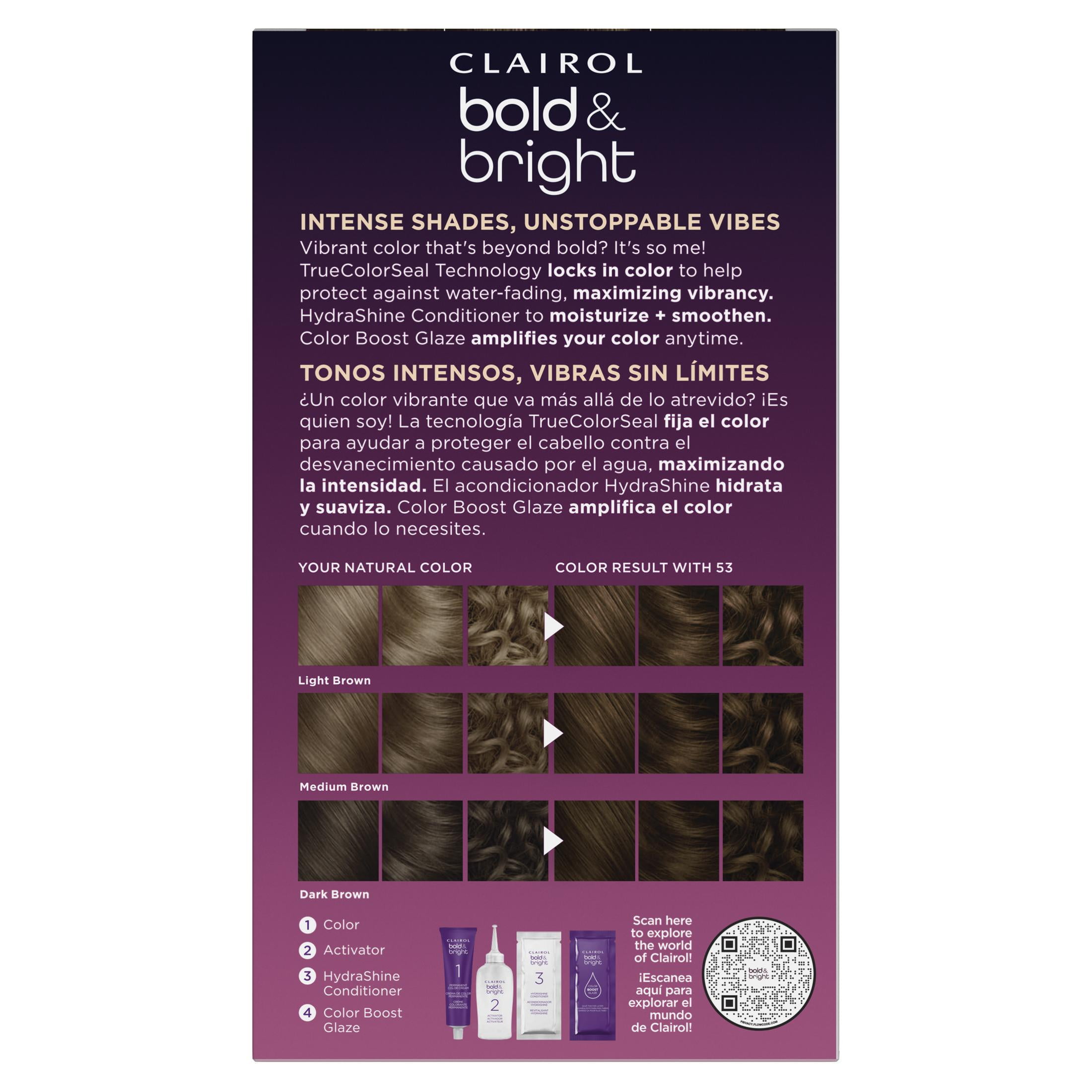 Clairol Bold & Bright Permanent Hair Color Creme, 53 Dulce de Leche, Hair Dye, 1 Application