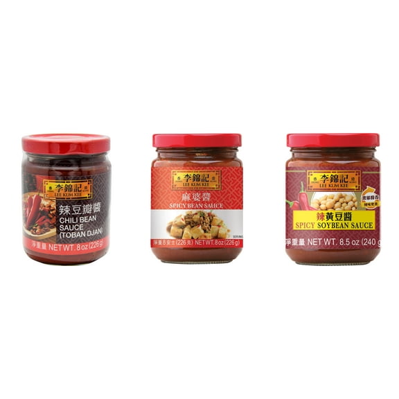 NineChef Brand Spoon Plus 3 Pack Lee Kum Kee Cooking Sauce, 3 Flavors(Chili Bean Sauce,Spicy Bean Sauce,Spicy Soybean Sauce)