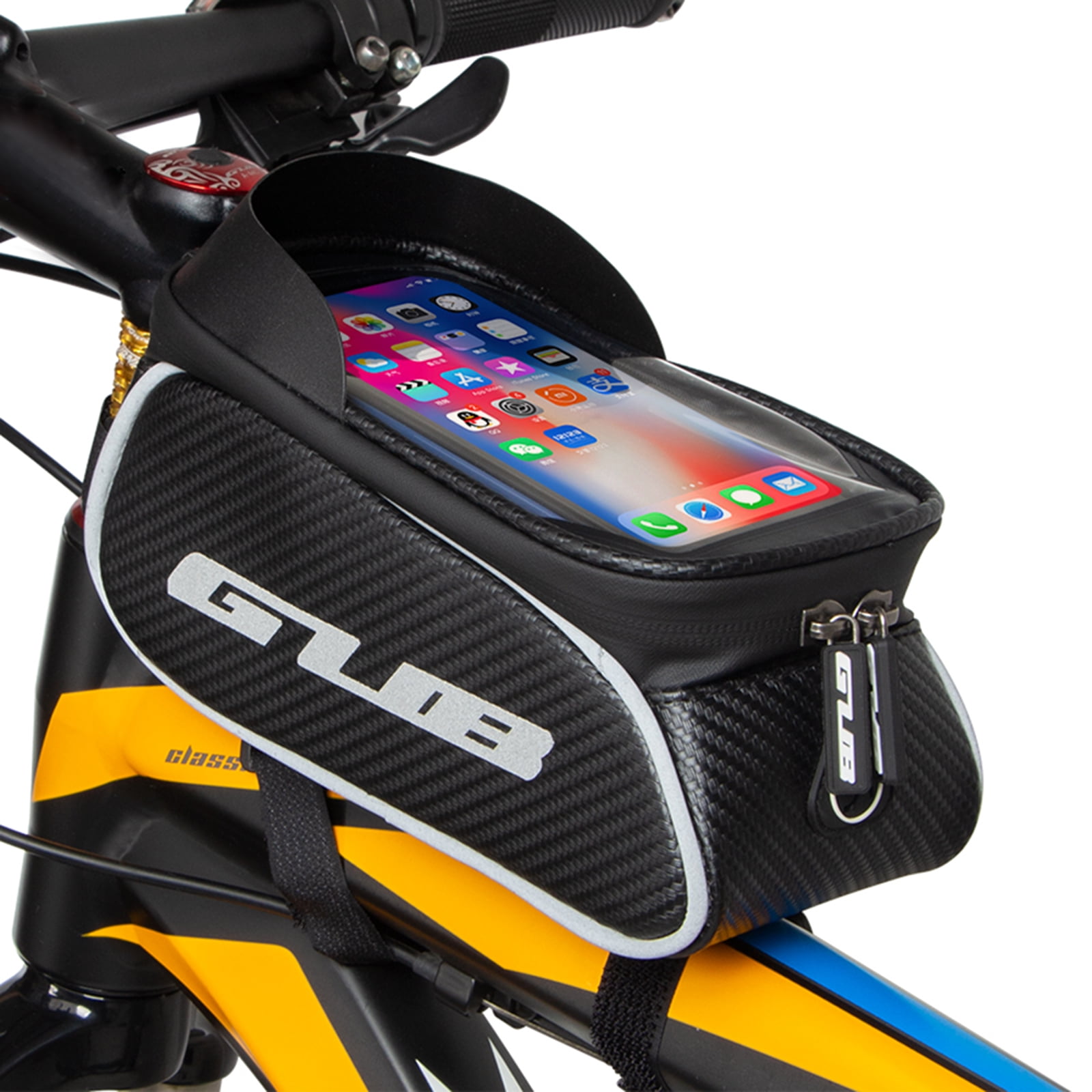 Cycling Bike Front Top Frame Pannier Handlebar Bag Case Pouch Zip For Cell Phone
