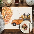 thumbnail image 4 of Fall Harvest Placemats Set of 2 Thanksgiving Truck Pumpkin Trees Leaves Heat Insulated Linen Place Mats, Washable Stain-Proof Table Mats for Dining Tables Holiday Decor 13x19inch, 4 of 9