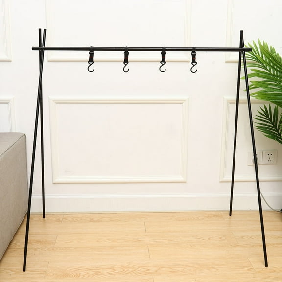 WRISTBIQUE Camping Storage Rack 1Pcs Multi-functional Black Plastic Steel Organizing Shelf for Outdoor Camping 102x49in