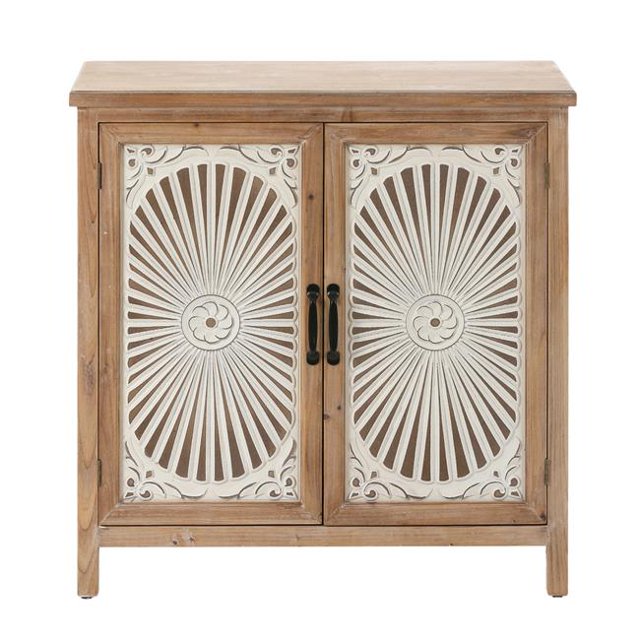 LuxenHome WHIF1492 Armoire de Rangement en Bois Naturel de Ferme