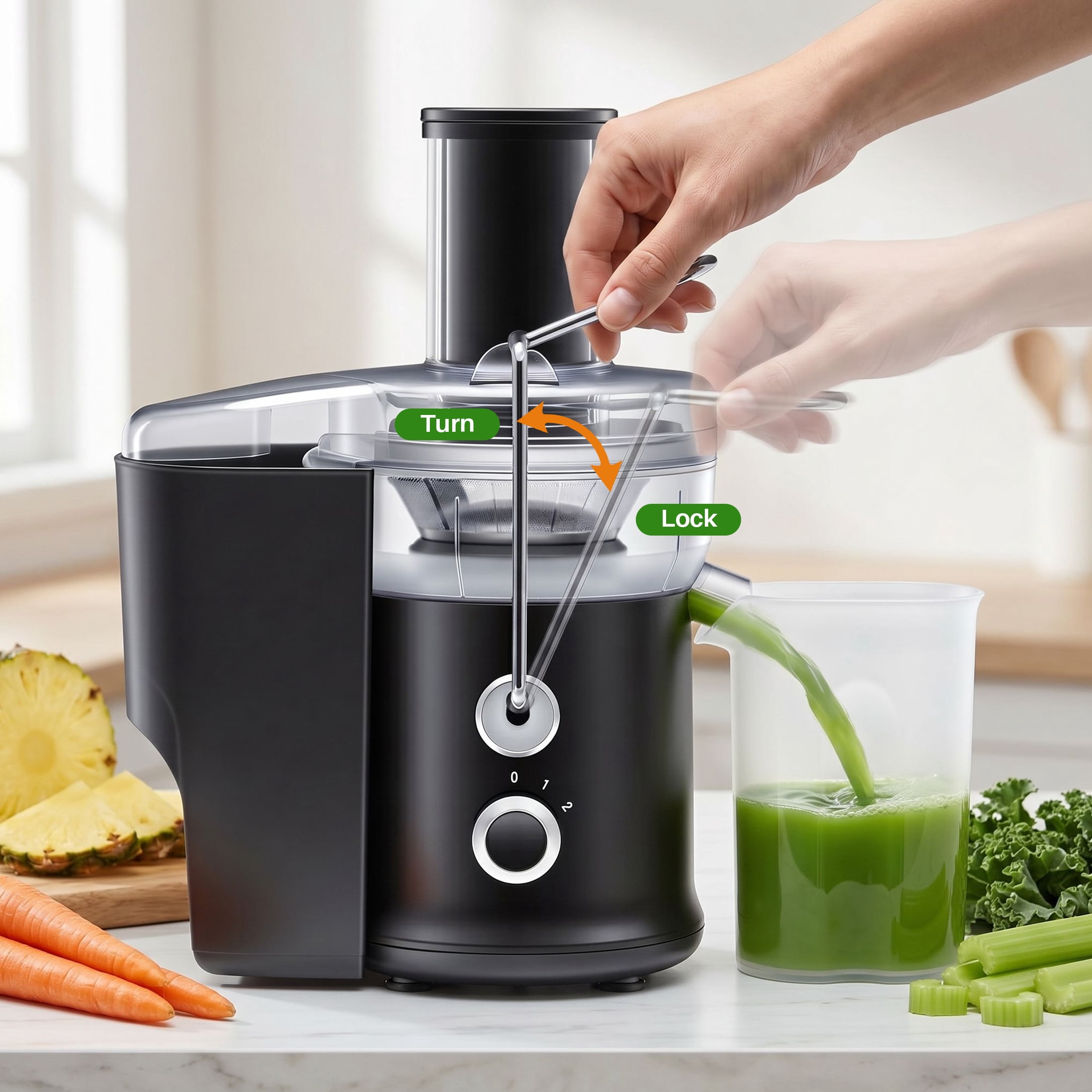 EDX 2.6 Inch Electric Juicer Machine, Centrifugal Juicer with Wide Feed Chute for Whole Fruits and Vegetables, Easy to Clean, Black