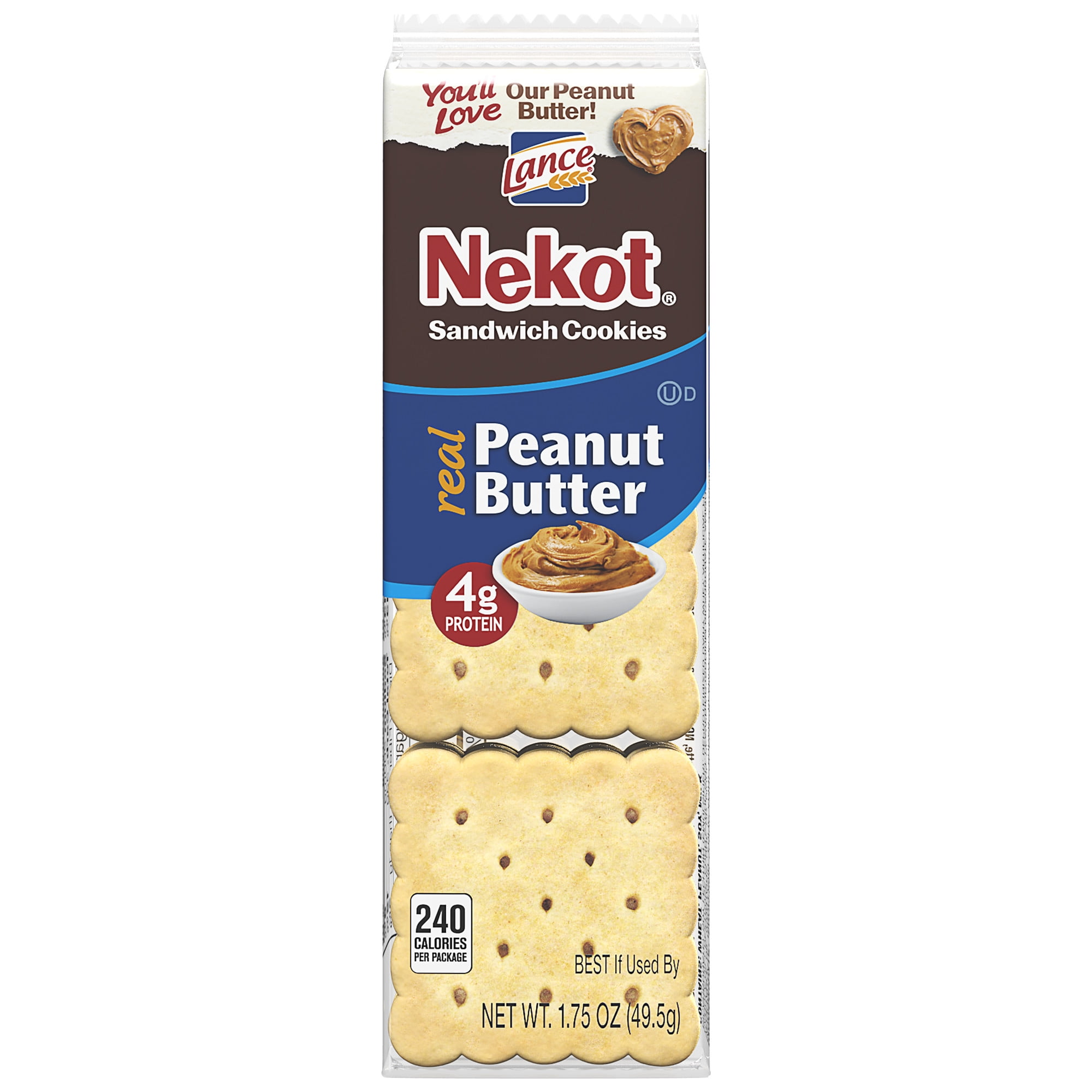 Lance Sandwich Cookies Nekot Peanut Butter, Single Pack