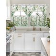 thumbnail image 4 of St Patrick's Day Swag Kitchen Curtains Sets for Windows 24 Inch Length, Spring Leaves Green Botanical Flowers Plants Short Window Curtain Swags Valances and Tiers 3 Piece Set for Cafe/Dining Room, 4 of 5
