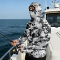 thumbnail image 3 of Camo Sun Protection Camo Shirts for Men UV Spf Upf 50+ Rash Guard Sun Shirts with Face Cover Long Sleeve Cooling Hoodies Fishing Lightweight T-Shirts,White M, 3 of 5