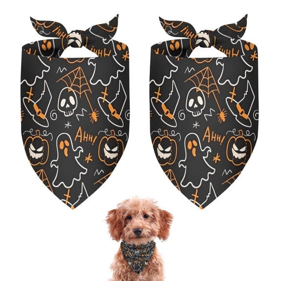 Dog Bandana 2 Pack,Halloween Ghosts and Spider Webs Bandanas for Dogs,Cat Bandana,Small/ Large Dog Bandana 2 Size,Dog Bandanas Girl Boy