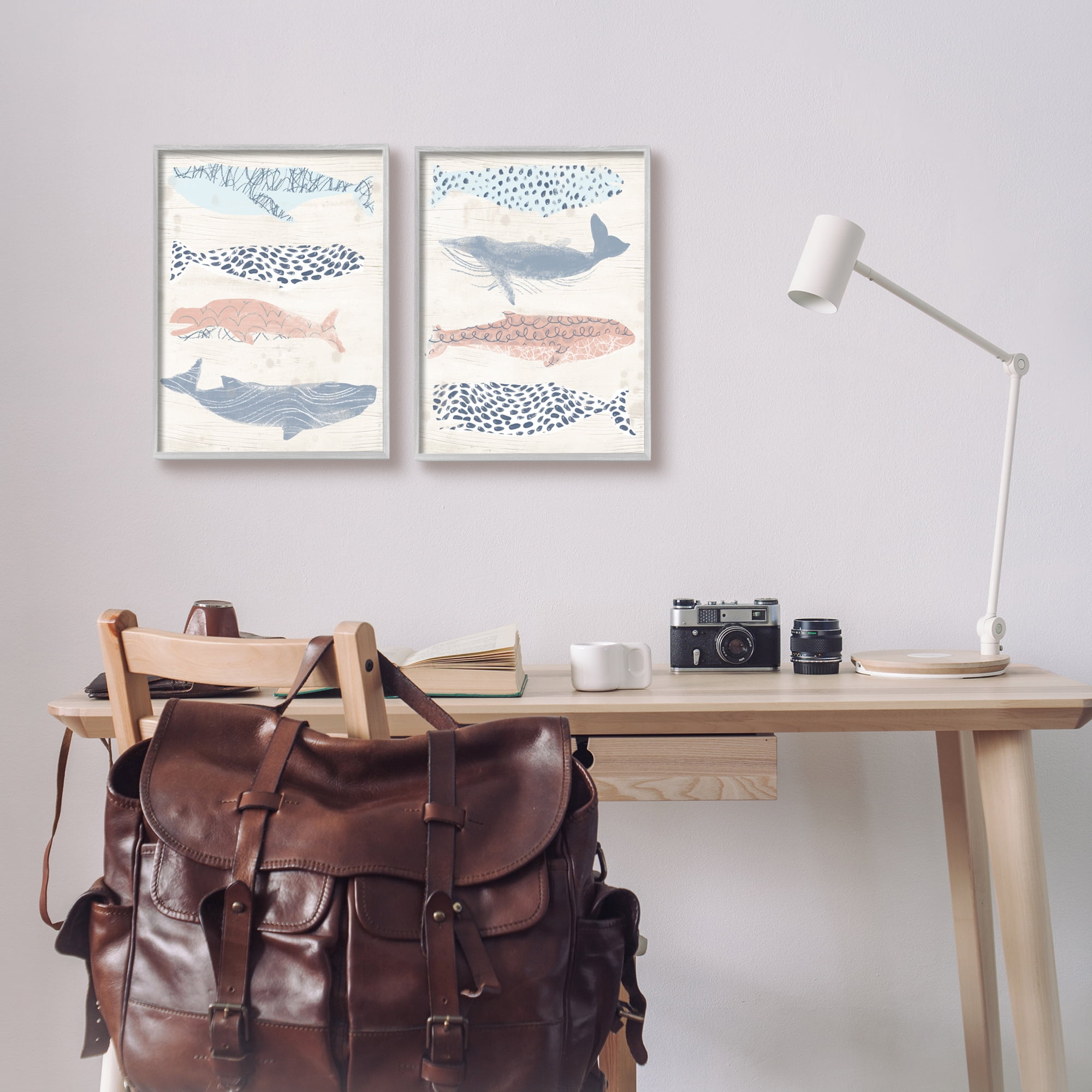 Stupell Industries Rustic Patterned Sea Life Animals & Insects Painting Gray Framed Art Print Wall Art, 11 x 14