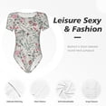 thumbnail image 4 of Bingfone Motif Floral Féerique Justaucorps à Col Rond pour Femmes, Manches Courtes à Boutons-Pression, Adapté pour Fête, Sport, Usage Quotidien - Grand, 4 of 7