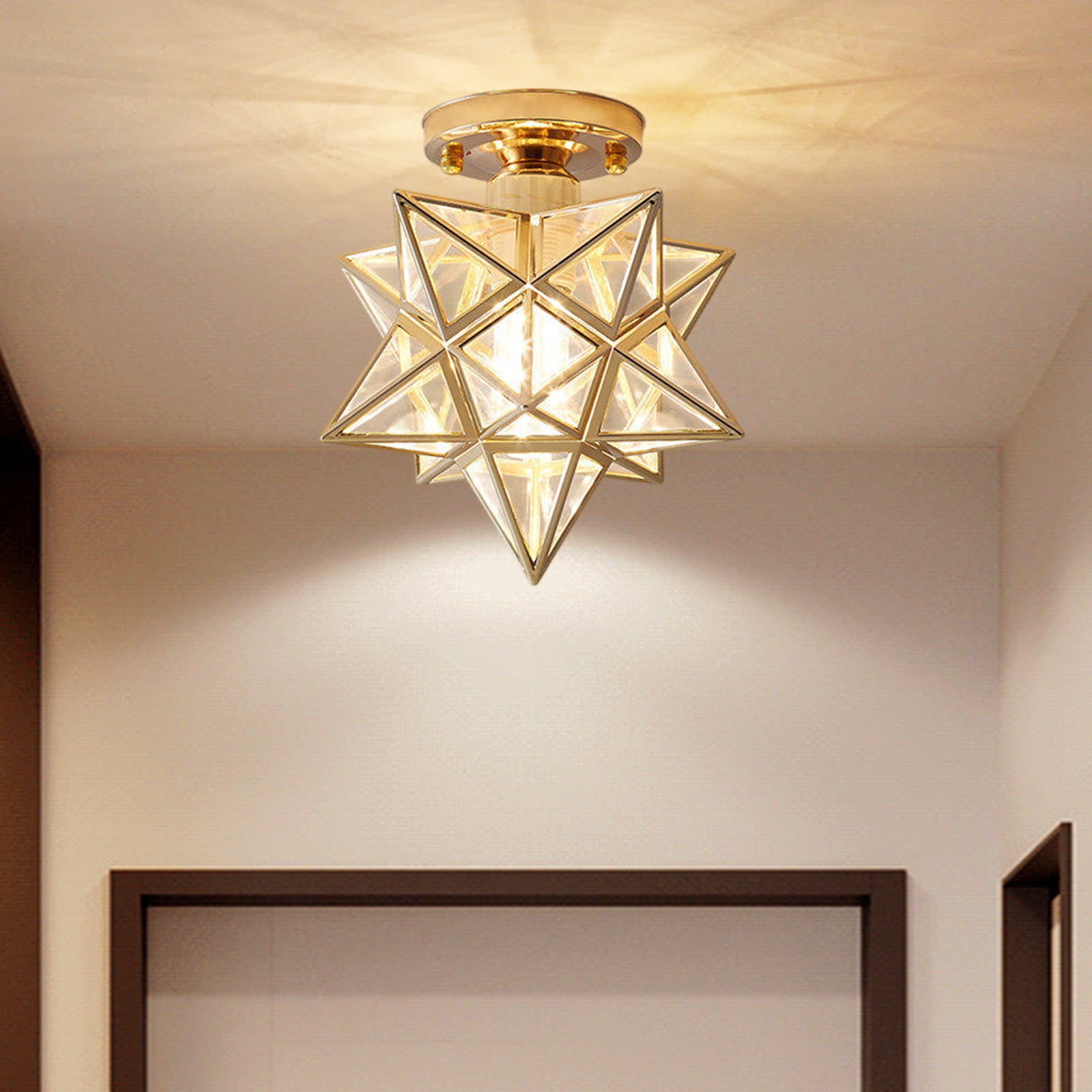 Feltree Five-Pointed Star Crystal Ceiling Light for Hallway, Balcony, Entryway with Easy Installation - Modern Decorative Lamp