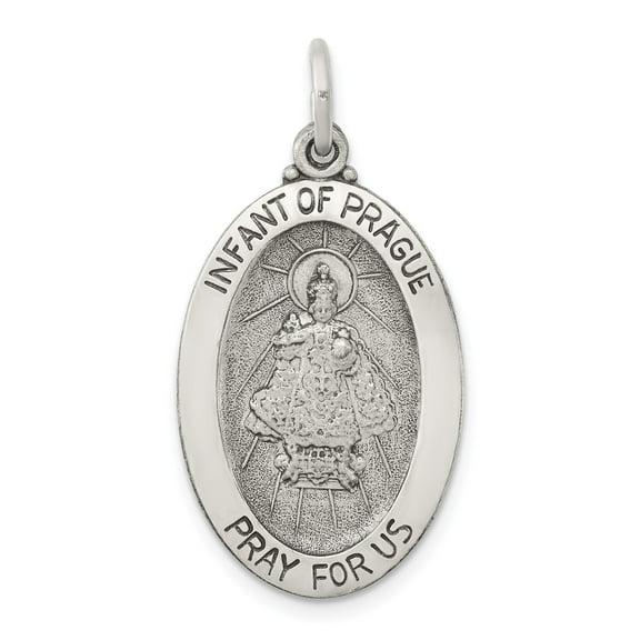 Sterling Silver Antiqued Infant of Prague Medal