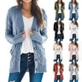 thumbnail image 4 of Flmtop Women Autumn Open Front Knitted Cardigan Sweater Button Pockets Outwear Coat, 4 of 8