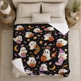 thumbnail image 5 of Cartoon Ghosts with Jack O Lantern Buckets, Whimsical Halloween Style for Ghost Lovers, Cozy Witch Hat Scene, Flannel Blanket for Bedroom and Family Room, Halloween Gift and Spooky Home Decor, 5 of 9