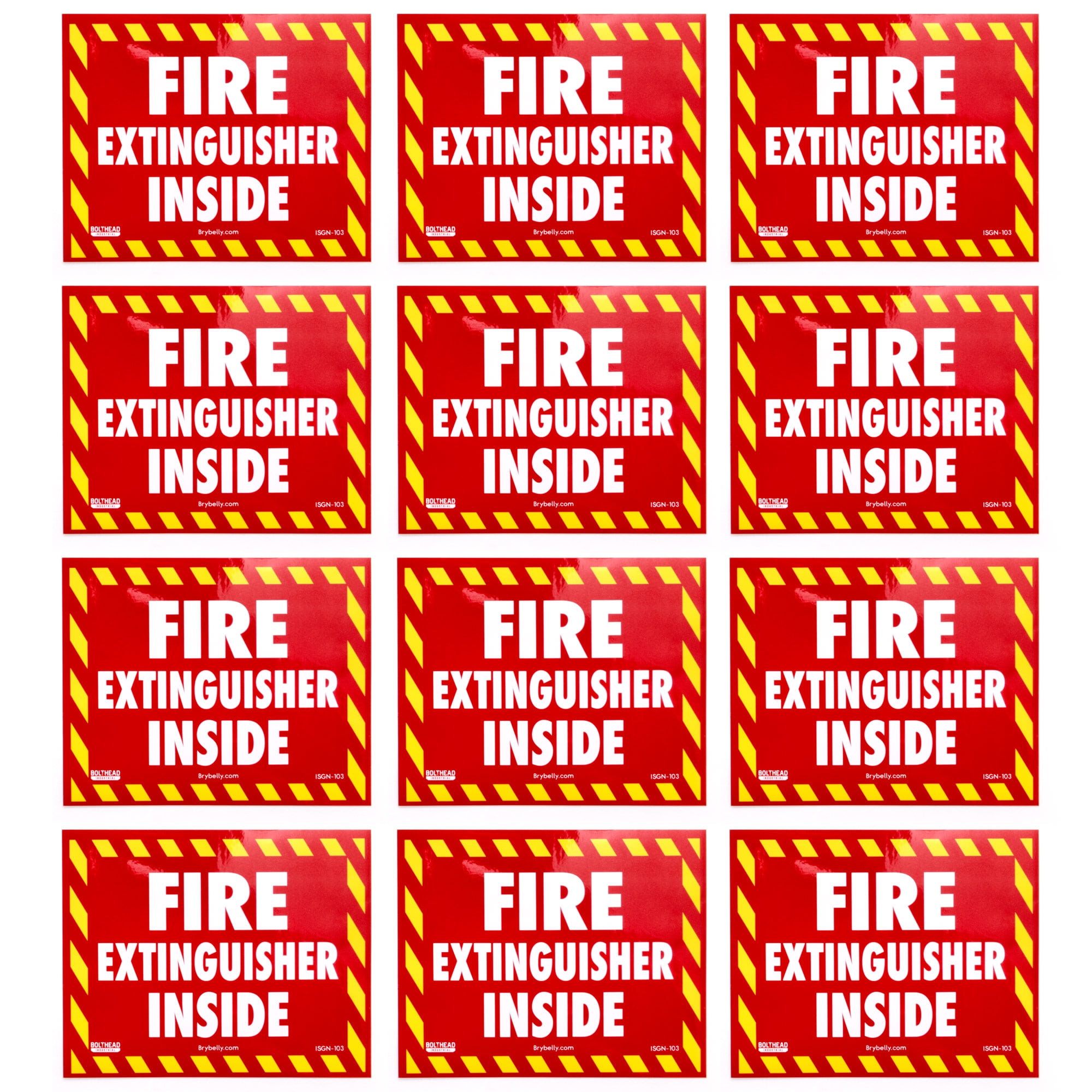 Fire Extinguisher Inside - Vinyl Sticker 12-pack