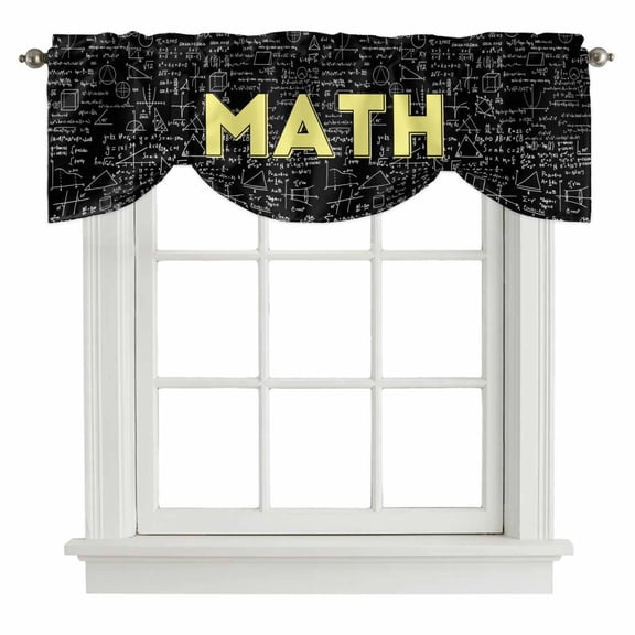Mathematics Formulas Tie Up Valance Curtains for Windows, Kitchen Curtains Window Treatments, Modern Abstract Art Math Geometric Short Window Shades Valances for Bedroom Bathroom Cafe 54"x18"
