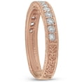 thumbnail image 3 of Pompeii 14k Rose Gold 1/3ct Diamond Vintage Wedding Ring Scroll Pattern Stackable Band, 3 of 5