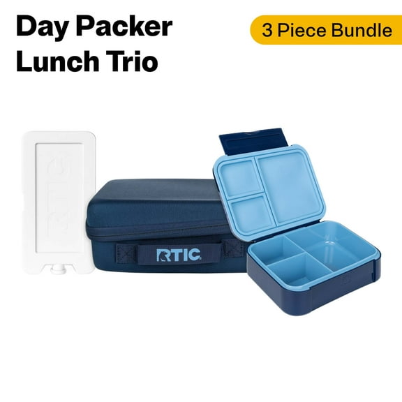 RTIC Lunch Trio, Lunch Box, Container and Ice Pack, Insulated, Leak Proof, Navy
