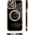 thumbnail image 5 of for iPhone 12 Pro Max Case [Support for Magsafe] Graphic Letter Love Pattern Magnetic Plating Screen Protector Luxury Elegant Case Camera Protector Soft Shockproof Corner Back Cover -Black, 5 of 7